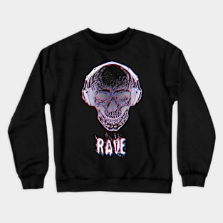 RAVE Skull Glitch Illusion Raver Crewneck Sweatshirt